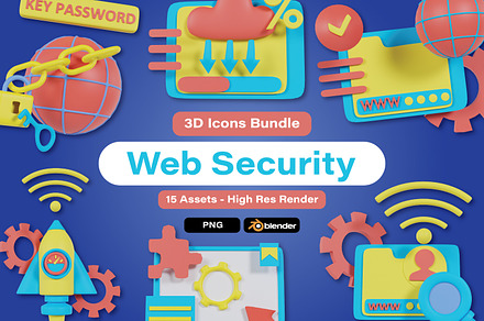3d icons web security elements pack, an Object 3D Model by Guavanaboy