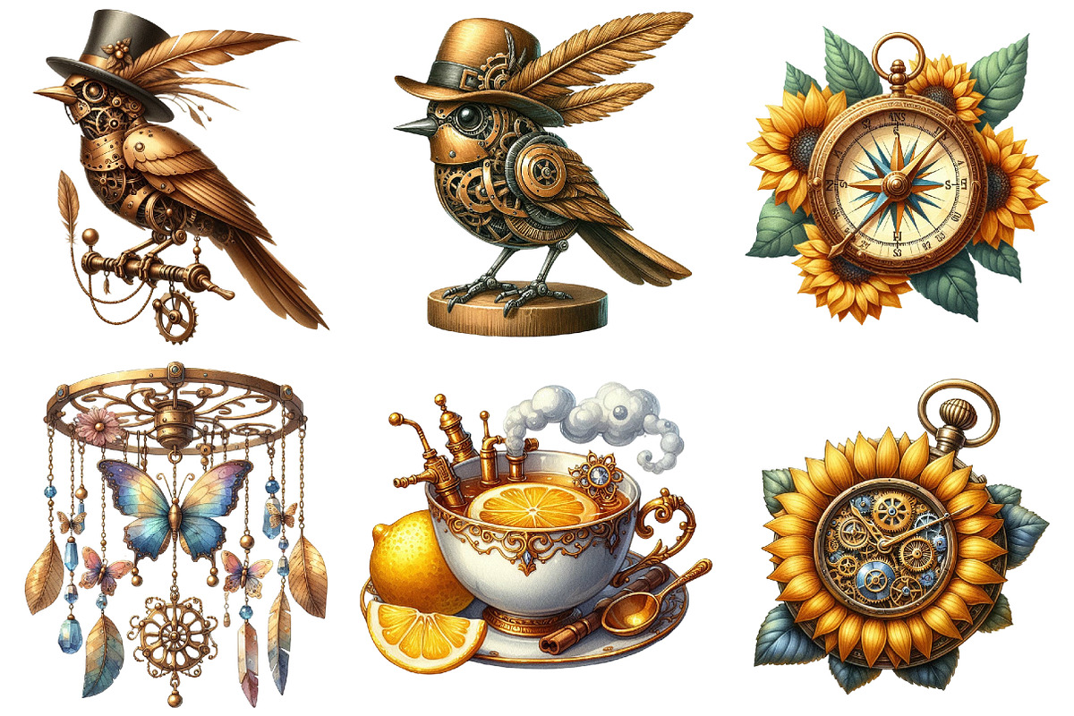 Steampunk Summer Clipart, an Illustration by Pixels.Craft (Photo 4 of 7)