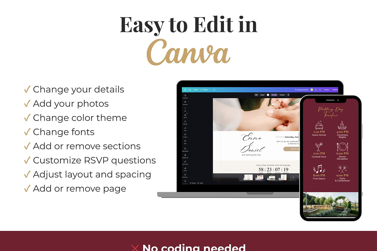 Burgundy Old Money Wedding Website, a Landing Page Template by Everyday Perfection (Photo 5 of 10)
