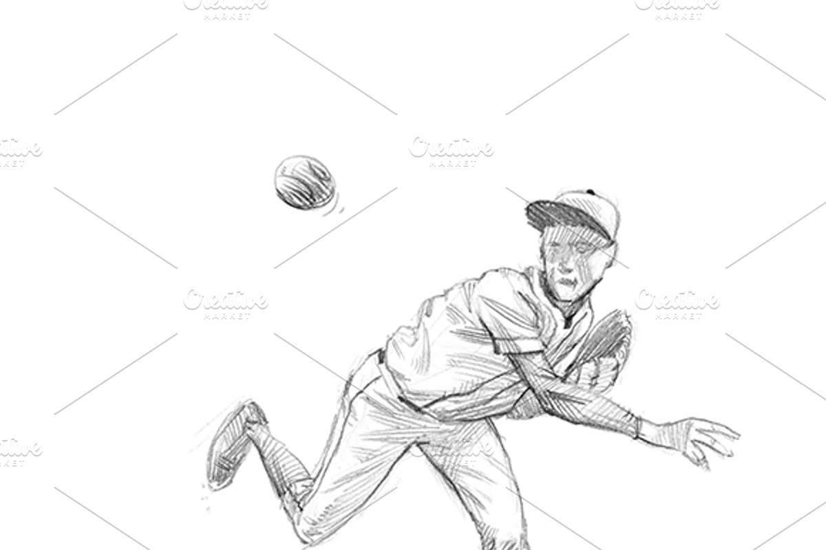 Sketchy baseball drawing set, an Illustration by RasterBird (Photo 11 of 17)