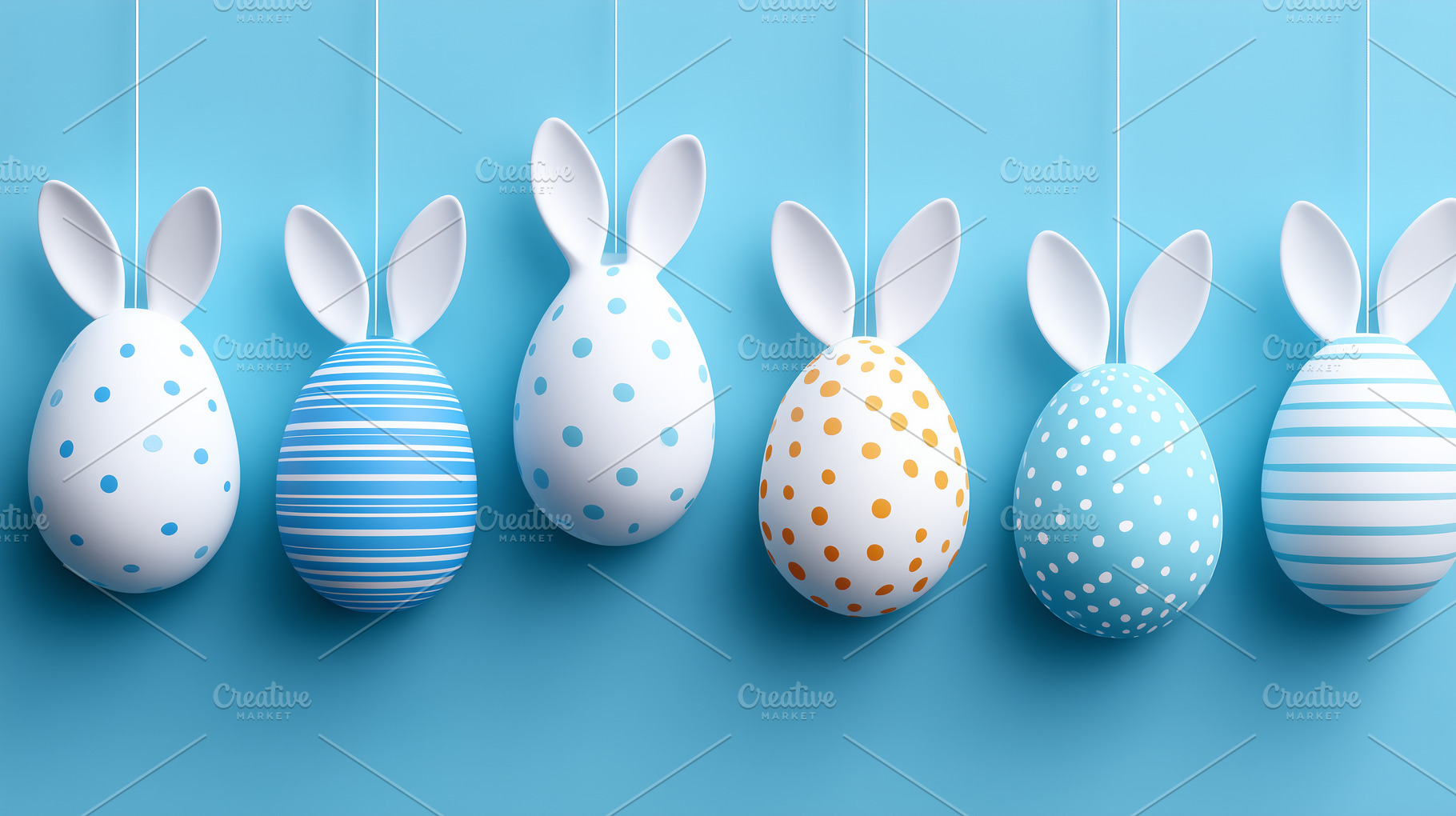 Hanging Easter eggs with bunny ears, a Holiday Photo by MistyDay