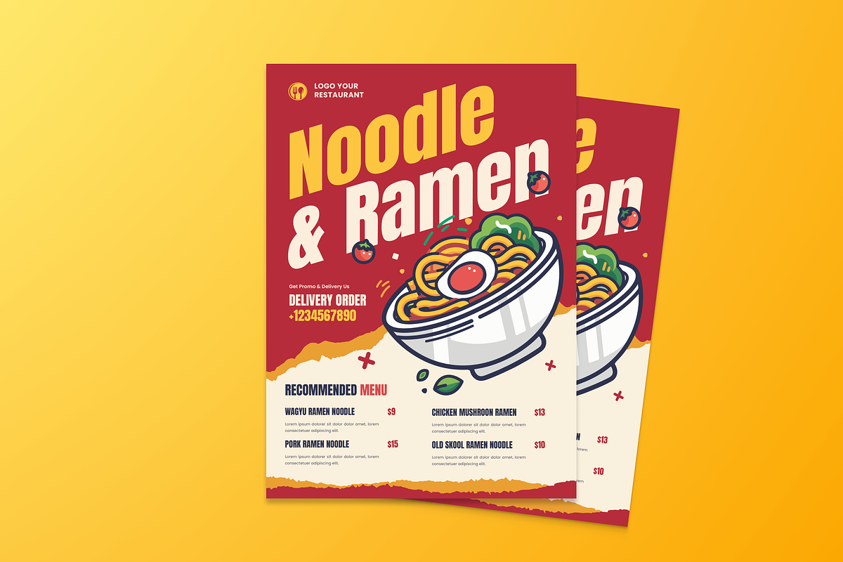 Noodle & Ramen Food Flyer, a Flyer Template by MMPixelCraft (Photo 1 of 5)