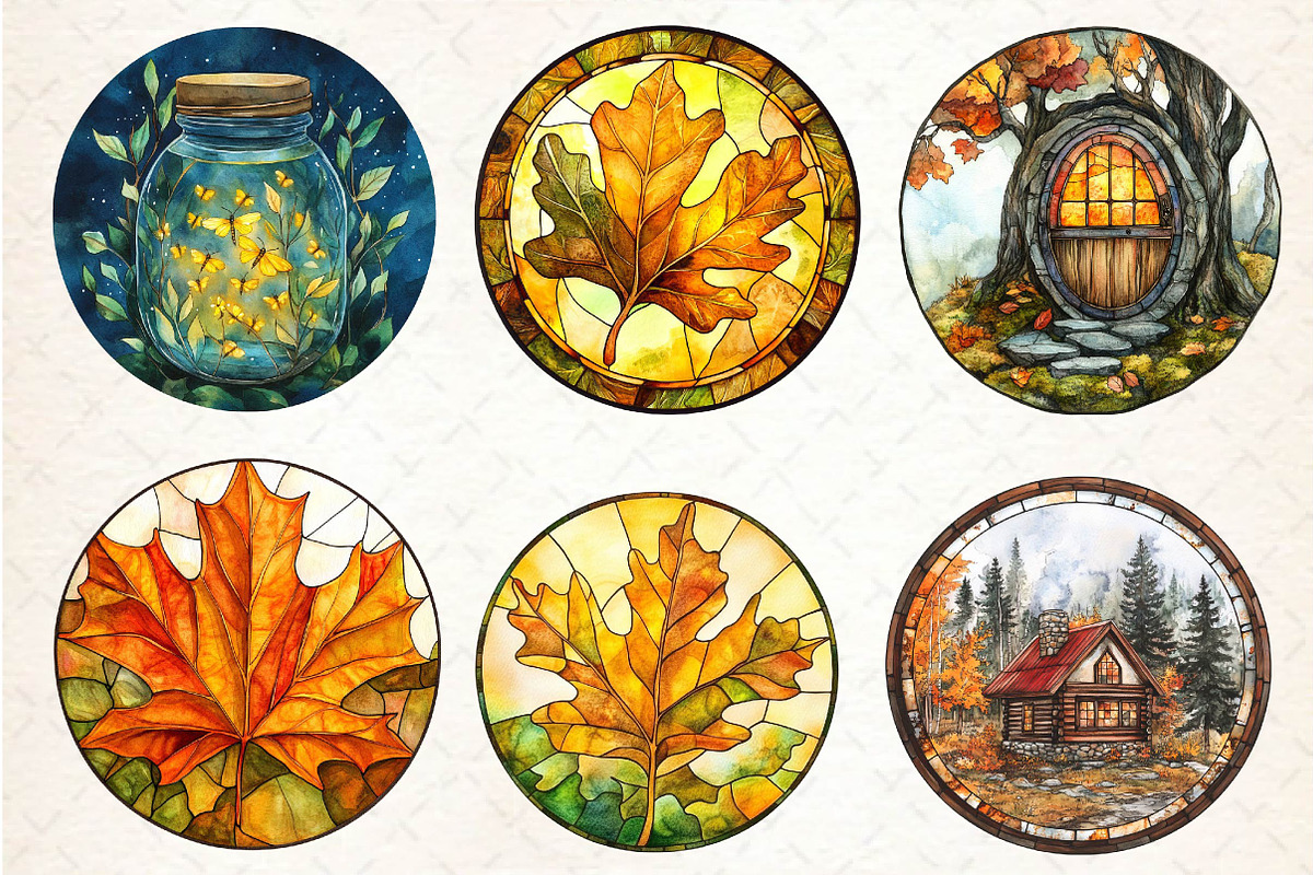Round Stained Glass Autumn, an Illustration by Dream Creation (Photo 4 of 6)