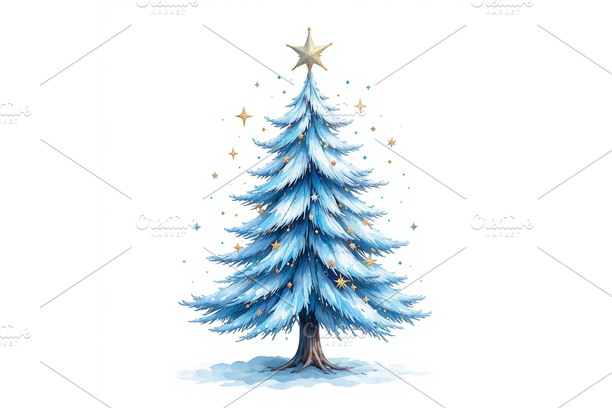 Whimsical Icy Blue Christmas clipart, a Seasonal Illustration by Creative design (Photo 3 of 7)