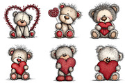 Valentine's Teddy Bear Clipart, an Illustration by Dream Creation (Thumbnail 2 of 8)