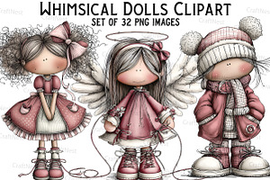 Whimsical Dolls Clipart Bundle, an Illustration by Craft Nest