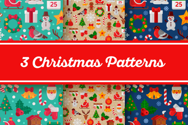 3 Christmas Patterns, a Pattern Graphic by kotoffei