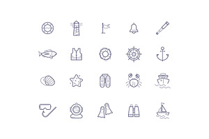 linear icons on the marine theme