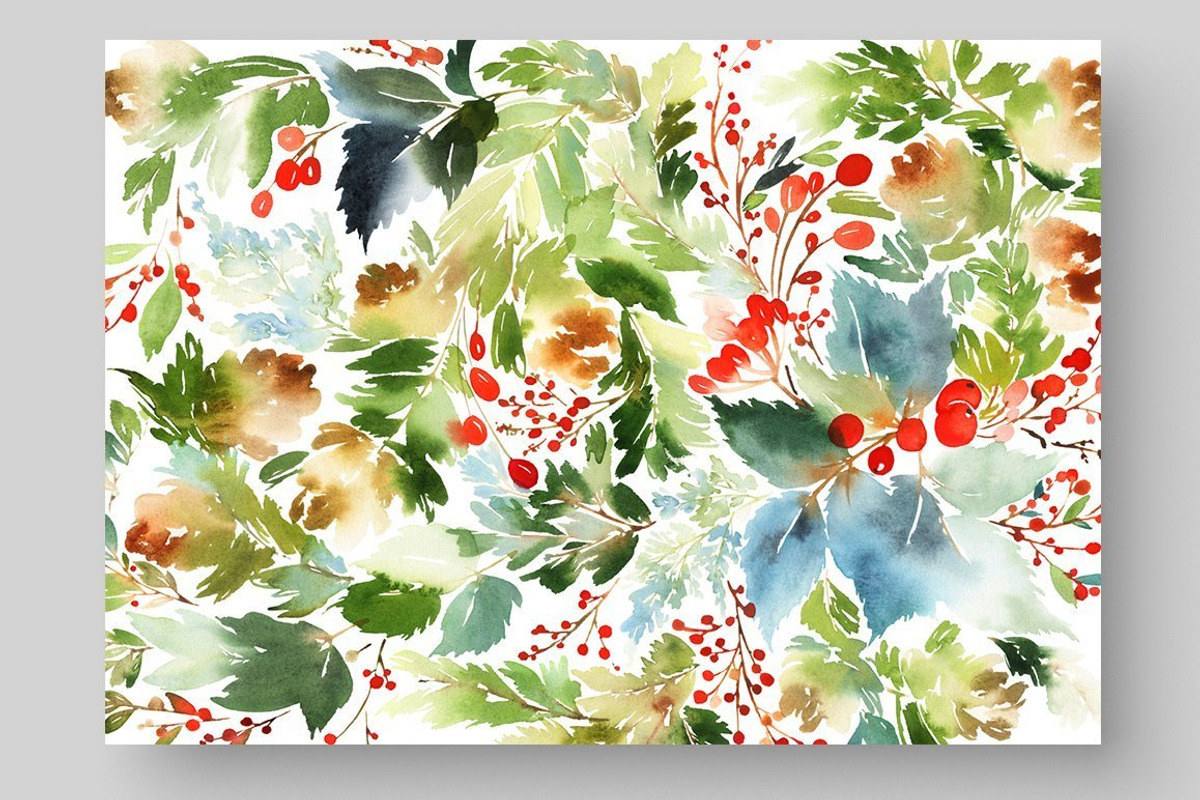4-in-1 Watercolor Christmas Set, a Card Template by Karma (Photo 21 of 34)