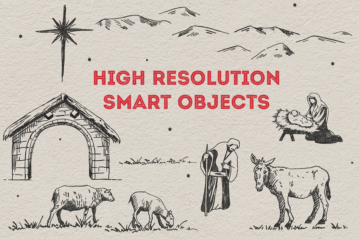 Christmas Nativity Sketch Objects, a Graphic by Sync Design Soultions (Photo 2 of 2)