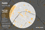 Paris Map (Vector) – Pale / Yellow, a Background Graphic by MetroMaps (Thumbnail 1 of 3)