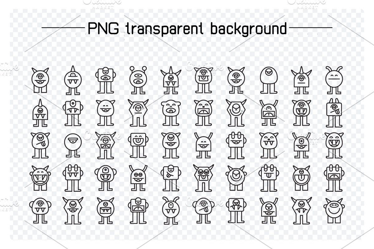 100 Cute Monster Character Icons Set, an Outline Icon by Designfour (Photo 3 of 7)