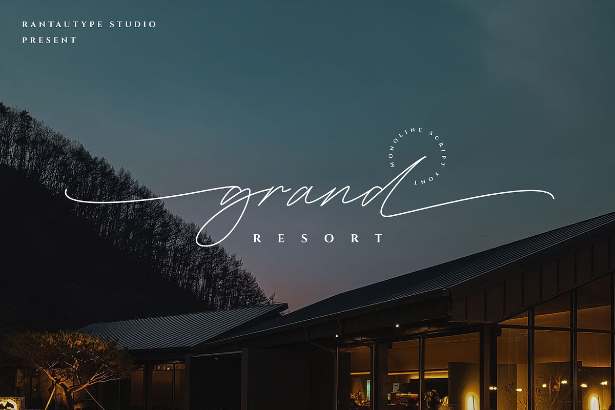 Grand Resort Elegant Monoline Script, a Handwritten Font by RantautypeStudio (Photo 1 of 15)