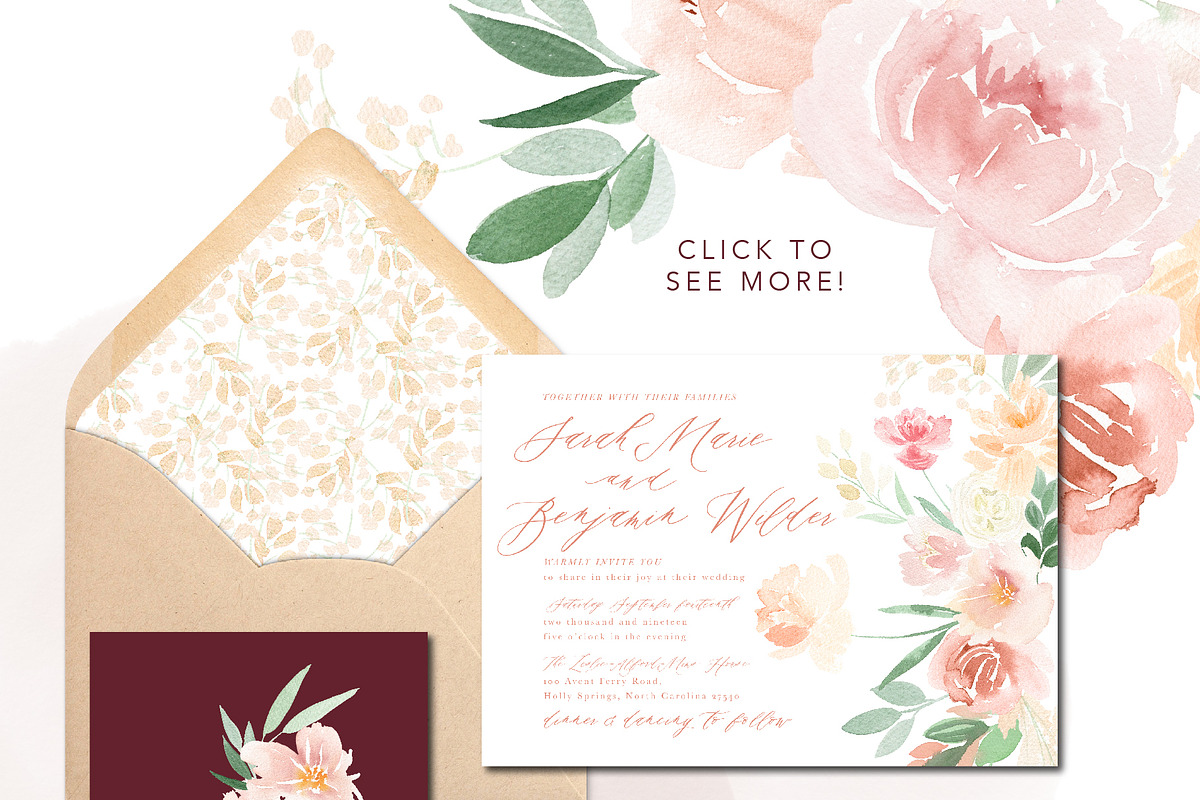 Soft Blush Floral Watercolor Set, an Illustration by One and Only Paper (Photo 2 of 7)
