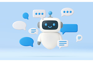 3d chatbot assistant with speech, a Technology Illustration by ModVector