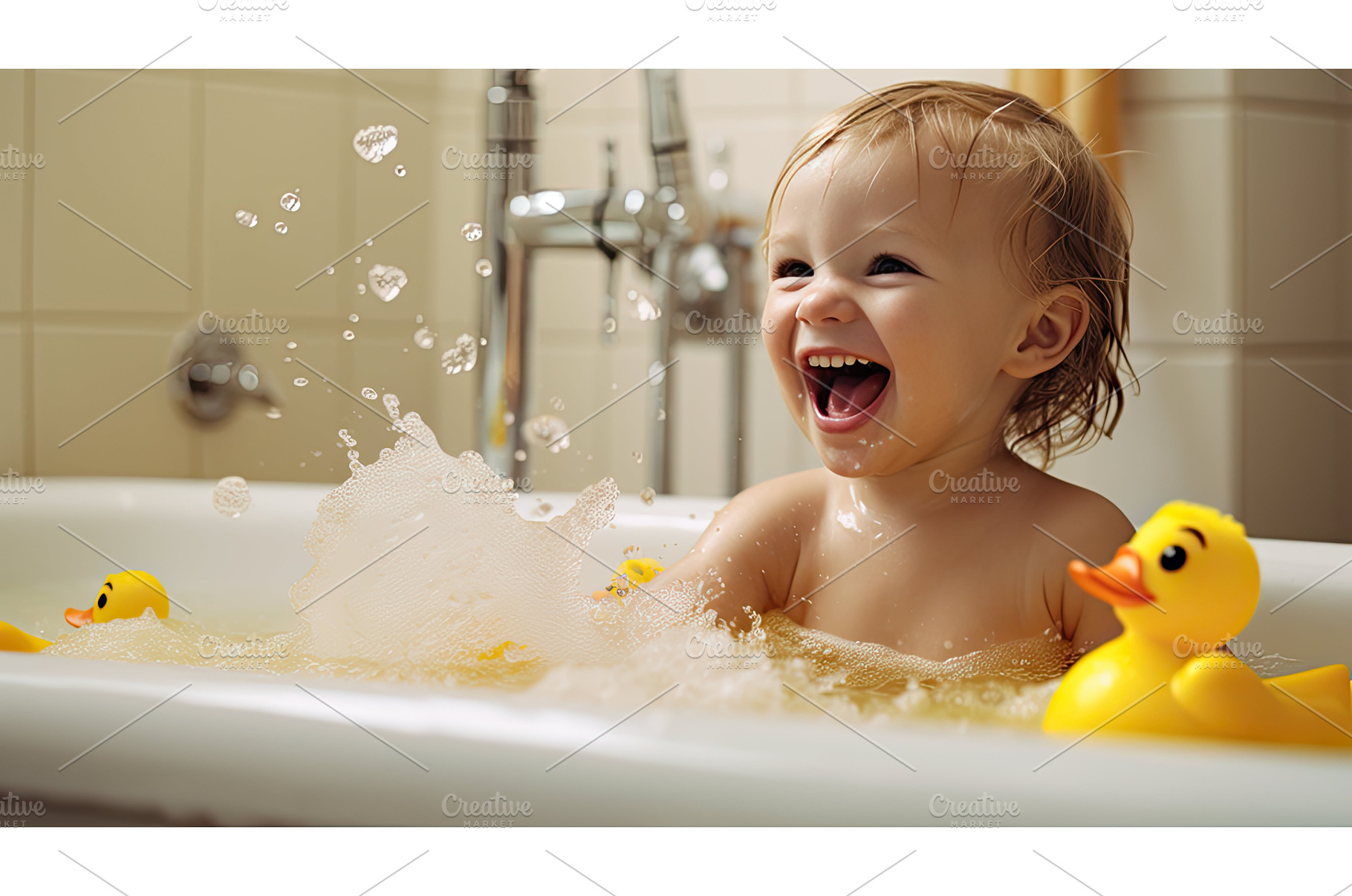 toddler child smiling yellow ai, a Background Photo by pikepicture