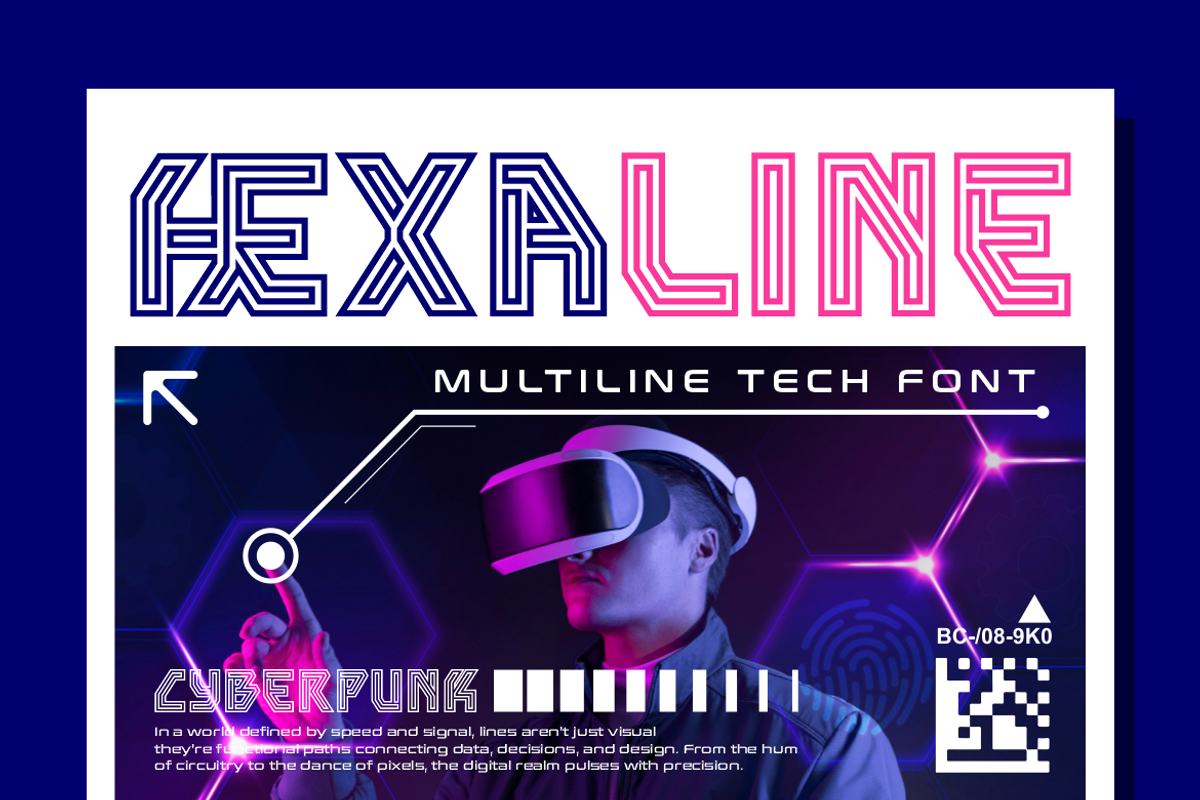 Hexaline Multiline Tech Font, a Font by PutraCetol Studio (Photo 1 of 5)