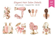 Watercolor Hair Salon Clipart, a Decorative Illustration by BerryPieArt (Thumbnail 3 of 4)