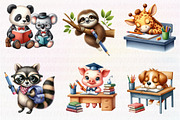Cute Funny School Animals clipart, an Illustration by CreationArt (Thumbnail 2 of 7)