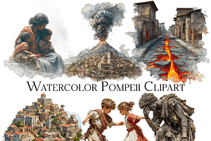 Watercolor Pompeii Clipart