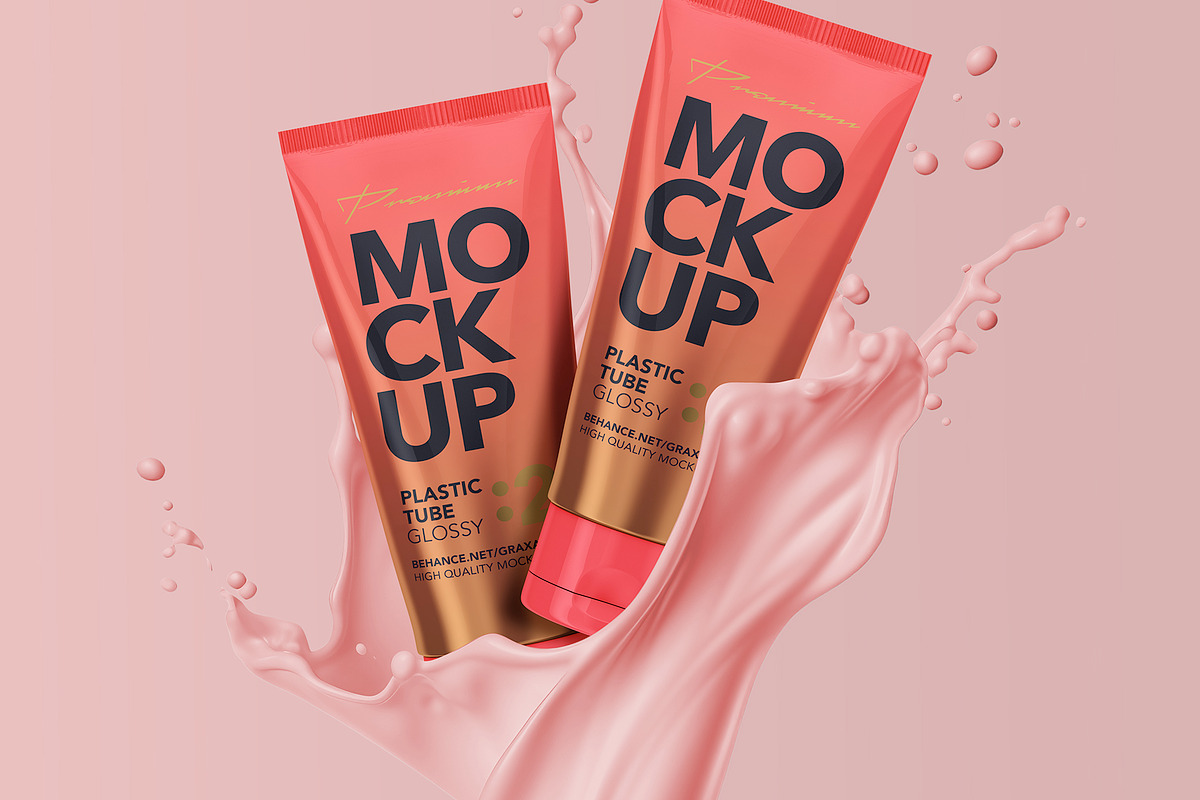 Cosmetic Tube Mockup with Splash, a Product Mockup by Graxaim Mock-up (Photo 1 of 5)