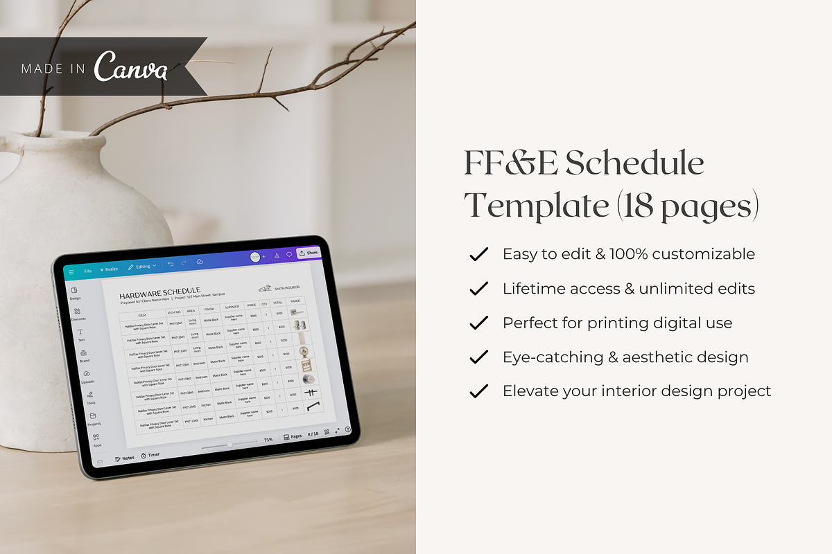 Interior Design FF&E Schedule, a Presentation Template by ShopRShop