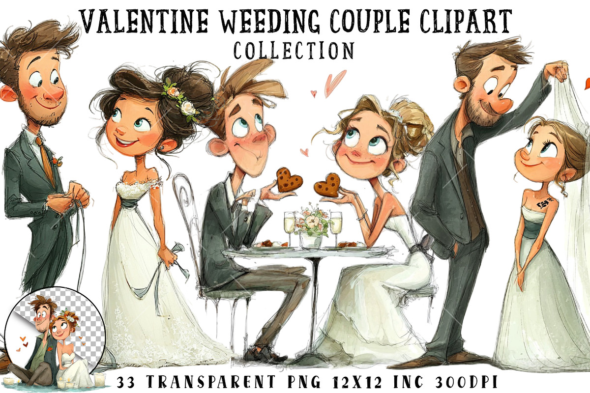 Valentine Weeding Couple Clipart, an Illustration by OK Design (Photo 1 of 6)
