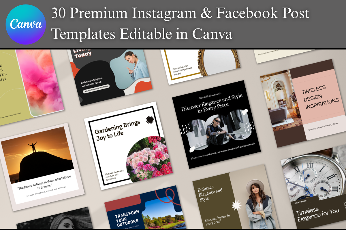 30 Luxury Instagram templates :Canva, a Templates & Theme by AuraStudio (Photo 1 of 2)