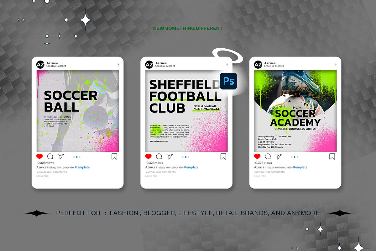 SoccerStyle Instagram Template | PSD, a Social Media Template by Azruca (Photo 2 of 6)