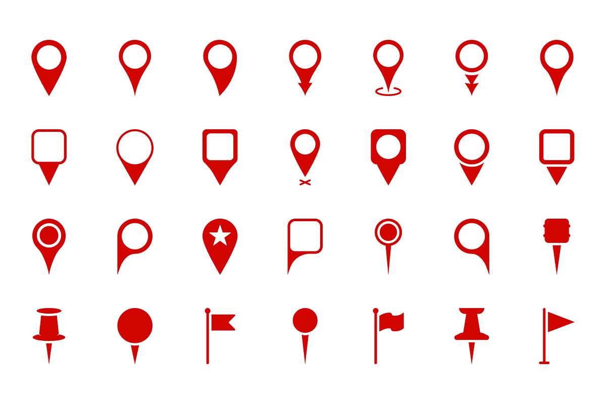 Location Pins Vector Icons, an Outline Icon by Vector Creator