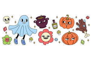 Groovy Halloween characters, an Illustration by art PVP - market
