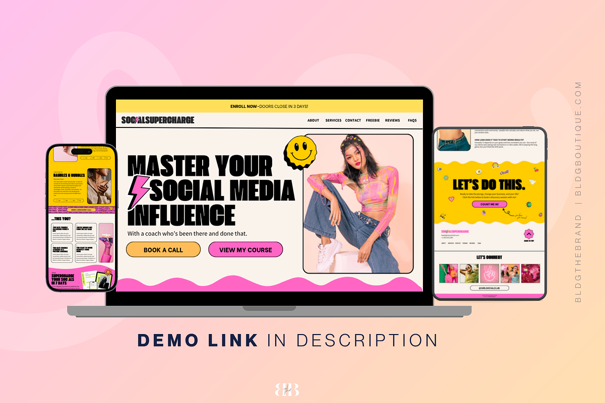 Y2k Preppy Canva Coaching Website preview 8