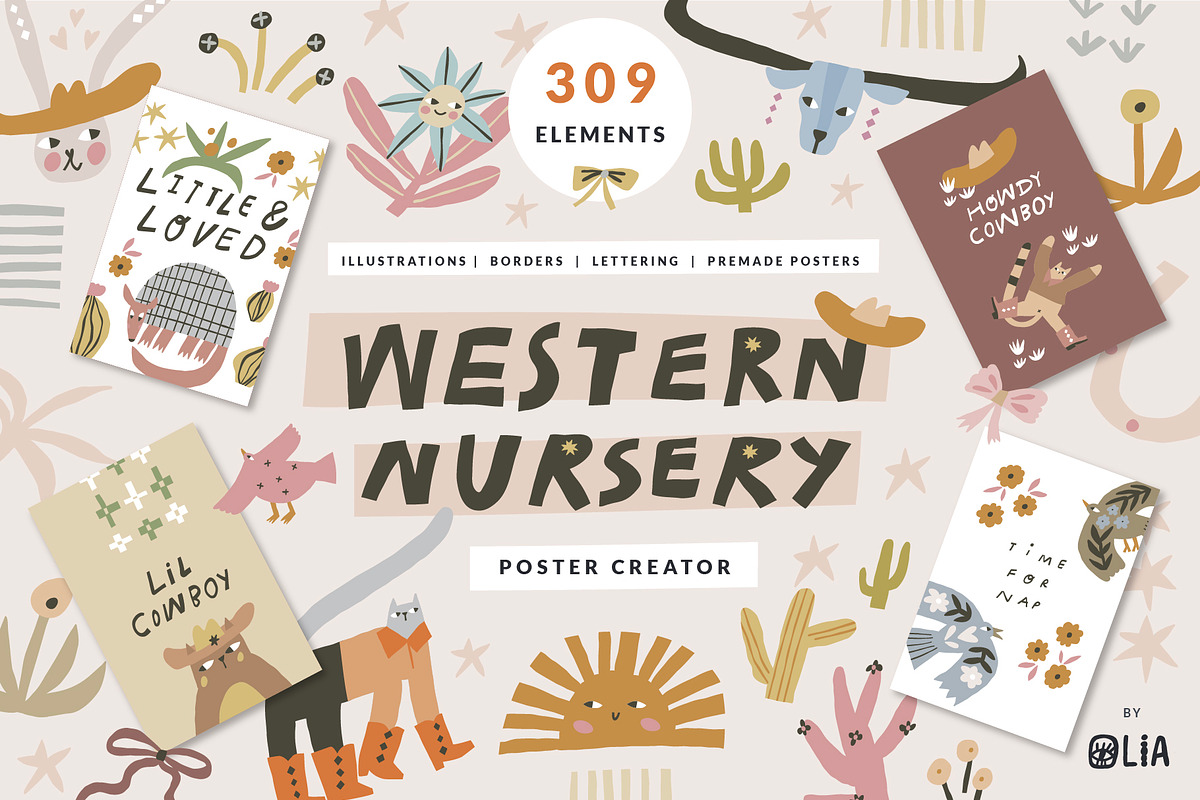 Western Nursery Poster Creator, an Animal Illustration by Olia (Photo 1 of 19)