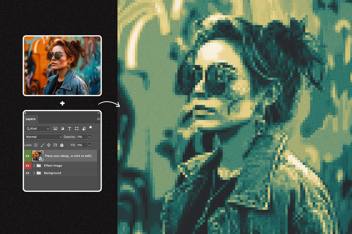 Pixelizer Square and Poster Effect, a Layer Style Add-On by dokudokunomi