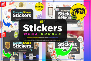 BUNDLE Any Shape Stickers Mock-ups