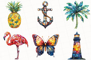 Stained Glass Summer Clipart, an Illustration by OK Design (Thumbnail 4 of 5)