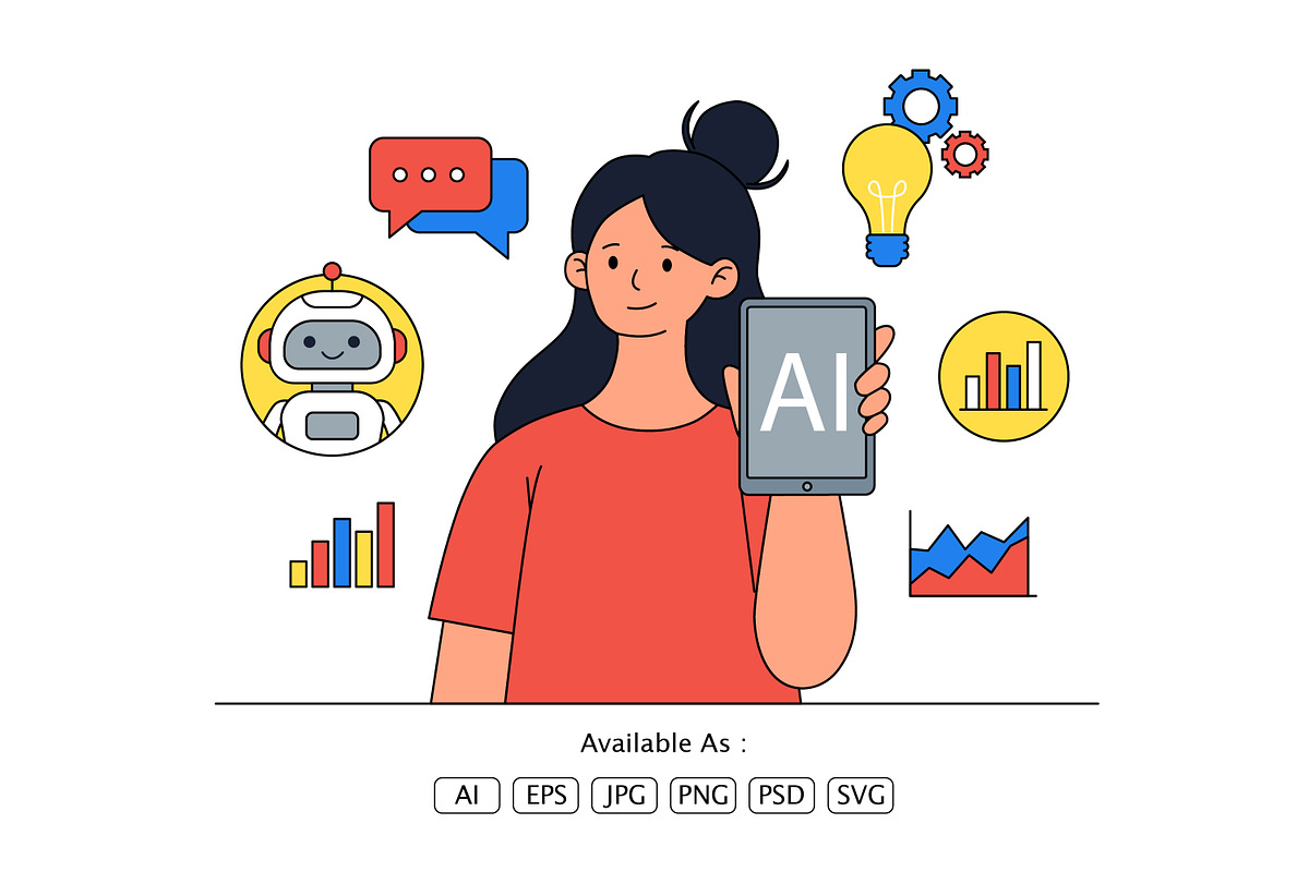AI Technology for Business Analysis, a Technology Illustration by Partikusi Design (Photo 2 of 3)