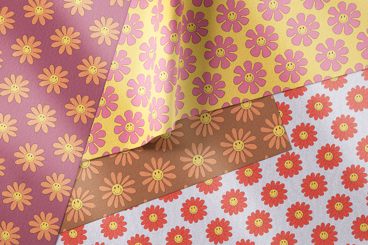 Smiley Flowers Retro Patterns, a Pattern Graphic by Tiger and Flower (Photo 7 of 20)
