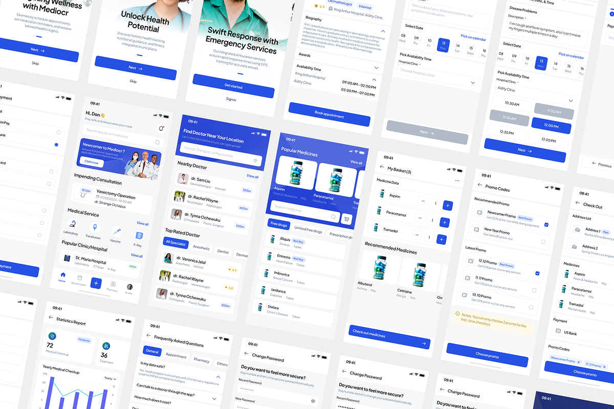 Mediocr: Health Care App UI Kit, an UI Kit Template by keffidesign (Photo 7 of 8)