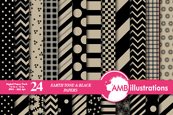Beige & Black Digital Papers AMB-538 preview 2