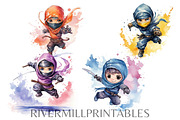 Cute Cartoon Ninja Clipart Pack, a Person Illustration by Rivermill Printables (Thumbnail 5 of 5)