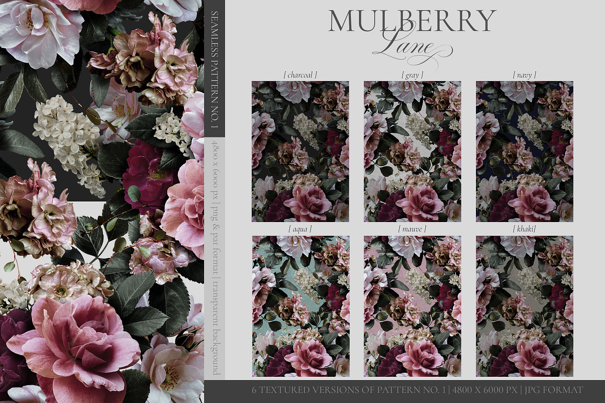 Mulberry Floral Clip Art Pattern Kit, an Object Graphic by Eclectic Anthology (Photo 6 of 17)