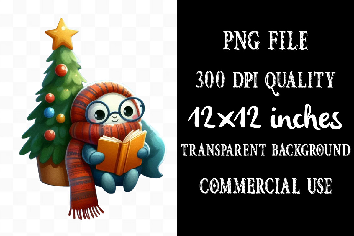 Watercolor Winter Bookworm Clipart, an Illustration by Designking (Photo 4 of 5)
