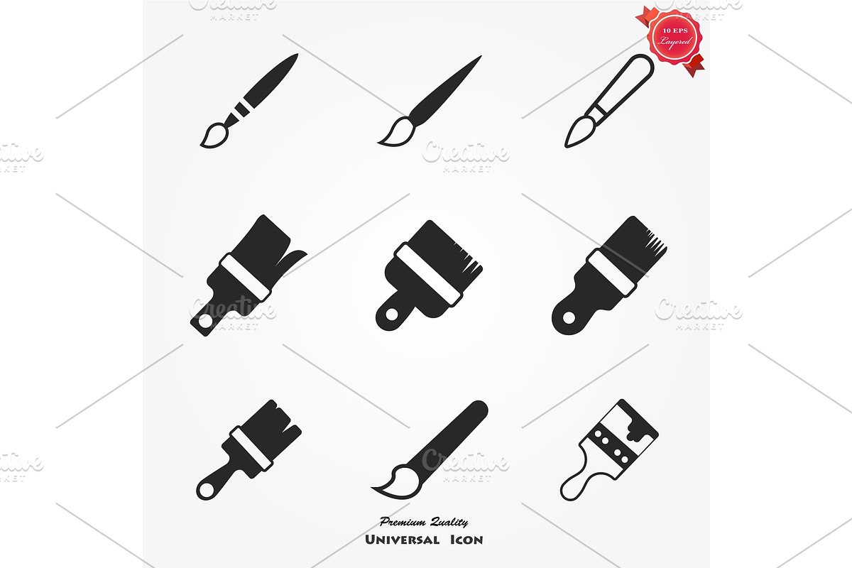 Brush Icon in trendy flat style, a Decorative Illustration by GraphicHouse