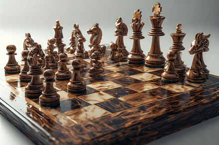chess battle on chessboard, a Photo by ComfortQ