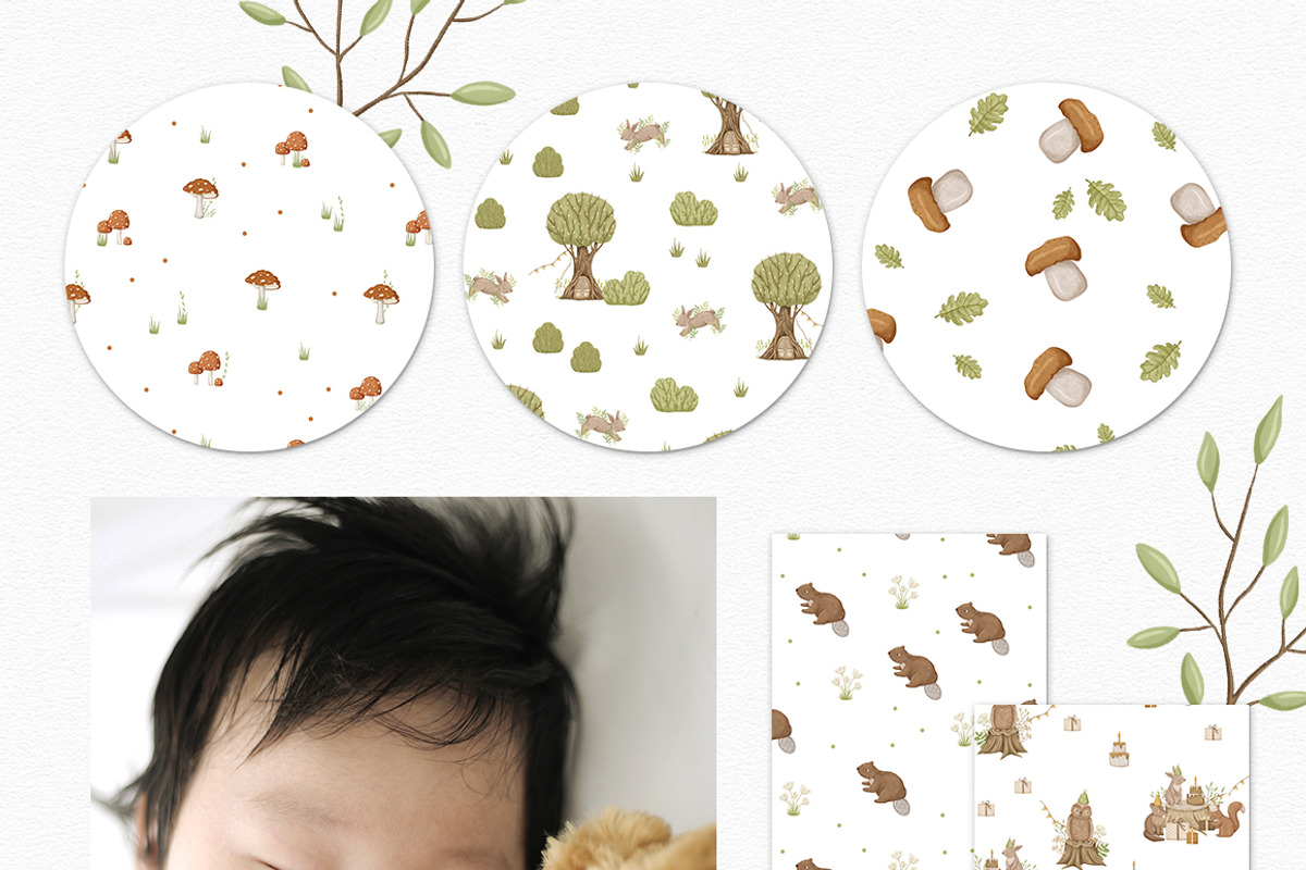 Woodland animals. Alphabet & Pattern, an Animal Illustration by polikarpovaart (Photo 7 of 12)