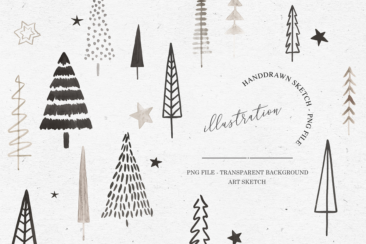 WATERCOLOR XMAS TREE BUNDLE, an Illustration by KruthDesign (Photo 1 of 9)