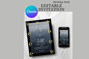 Goth Birthday Invite Canva Editable, an Invitation Template by Willow Paige Farms
