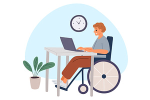 Young disabled person in wheelchair, a Person Illustration by Vectorbuum