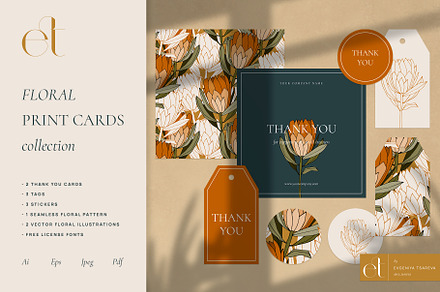 Floral Print Cards Collection